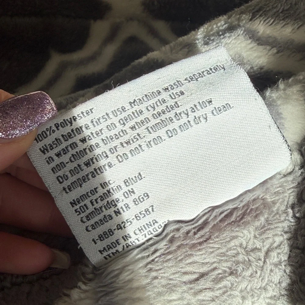 Gray and White Plush Throw Blanket